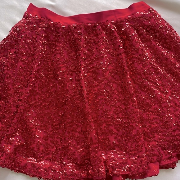 Red Sequined Skater Circle Mini Skirt Girls XL/Wms Small Retro Edgy Whimsical - Picture 9 of 9